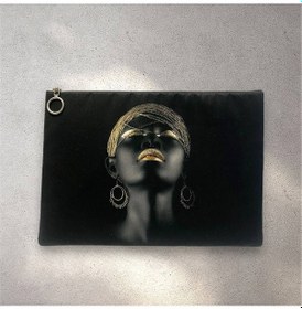 Resim Herşey Nota Afrikalı Kadın Clutch Portföy Çanta Çok Renkli 