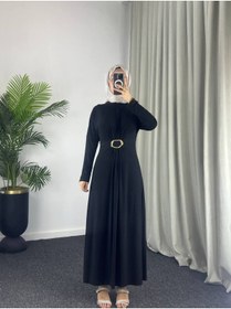 Resim Esre Store 61558 - Kemerli Tesettür Elbise Siyah 