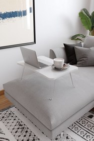 Resim Genel Markalar Taşınabilir Katlanır Yatak Koltuk Üstü Hasta Servis Masası Laptop Bilgisayar Çalışma Sehpası - Beyaz 