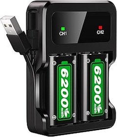 Resim Ukor Xbox One/Xbox Series X|S Xbox One S/Xbox One X/Xbox One Elite Kablosuz Kumanda için Şarj Cihazlı Hızlı Şarj 2600 mAh Şarj Edilebilir Pil Paketleri, Uzun Ömürlü Akıllı Koruma 