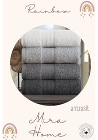 Resim 4 Lü El Yüz Havlu Seti %100 Pamuklu 50x85 Cm Rainbow Antrasit 