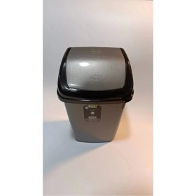 Resim Gri 5l Sallanır Kapaklı Çöp Kovası, Ofis ve Ev Için, 29X14X17 cm 