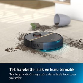 Resim Philips Islak ve Kuru Temizlik Robotu, 5200 mAh Li-Ion Pil,5000 Pa Emiş Gücü HomeRun 7000 XU7000/01 