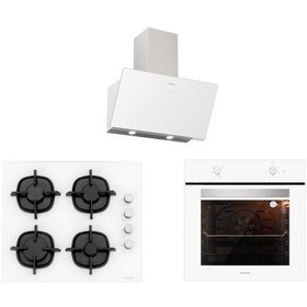 Resim Silverline BO6501W01 - CS5343W01 - 3457 Soho 60 Beyaz Cam Ankastre Set 