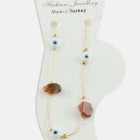 Resim Ilkeshop Nazar Kırık Doğaltaşlı Boncuk Halhal-kahverengi Çok Renkli 