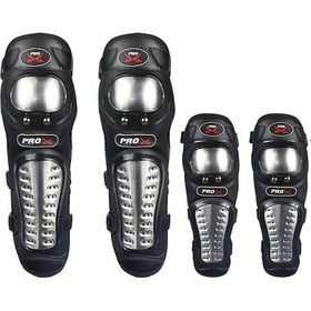 Resim Samdoo Motosiklet Koruyucu Seti: Çelik Kapaklı Diz Ve Dirsek Korumaları, Ayarlanabilir Kayışlı, 4 Parça, Tüm Mevsimler İçin Spor Ekipmanı Siyah 