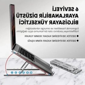 Resim Alüminyum Katlanabilir Laptop Standı, Ergonomik Yükseklik Ayarı 