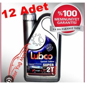 Resim LUBCO 2t 1 lt benzine karışım yağı tırpan yağı kırmızı renk 12x1 Litre 