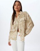 Resim Viskon Gömlek Batik Desenli Uzun Kollu Kapaklı Cep Detaylı 