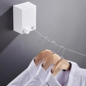 Resim 4.2m Teleskopik Çamaşır Askıları Iç Mekan Dış Mekan Giyim Askılığı Duvara Monte Sihirli Çamaşır Askıları (Yurt Dışından) 