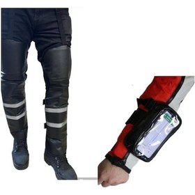 Resim Bike Sky Deri Reflektörlü Yağmur & Rüzgar & Soğuğa Karşı Diz & Bacak Koruma + Telefon Tutucu Kol Çantası Siyah 