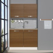 Resim Decoraktiv Mini 120 MDF Hazır Mutfak Dolabı - Tezgah Dahil - Naturel Ceviz 