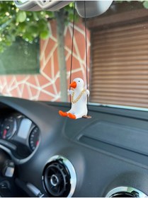 Resim Genel Markalar Altın Zincirli Sallanan Ördek Yeni Trend Dikiz Ayna Süsü (beyaz Turuncu) 