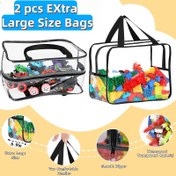 Resim 2 Adet Siyah Şeffaf Kalınlaştırılmış Saklama Çantası, Organizasyon Yardımcısı, Plaj, Masa, Oturma Odası, Banyo, Yurt ve Seyahat İçin Güçlendirilmiş Tote Çanta, Kolay ve Pratik Taşıma 