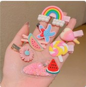 Resim Fortunelane 2022 Yeni Çocuk Saçakları - Renkli Bulut & Mor Bitki Desenli 28 Parça Seti, Saç Aksesuarı 