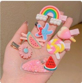 Resim Fortunelane 2022 Yeni Çocuk Saçakları - Renkli Bulut & Mor Bitki Desenli 28 Parça Seti, Saç Aksesuarı 