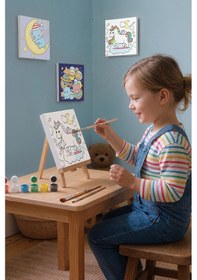 Resim Unicorn Temalı Çocuk Boyama Tuvali Seti Şövaleli Eğitici Boyama Seti 20x20 Cm 