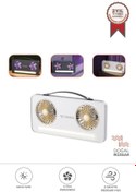 Resim Torima F-23 Beyaz LED Işıklı Çift Fanlı Mini Masaüstü Vantilatör 1200mAh Şarjlı Taşınabilir Fan 