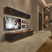 Resim Decoraktiv Trendstyle 5S Slm Tv Ünitesi Tv Sehpası - Ceviz - Siyah Mermer 