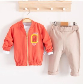 Resim 3-18 Ay Erkek Bebek Takımı Geyik Hırkalı 3'lü Turuncu Turuncu 