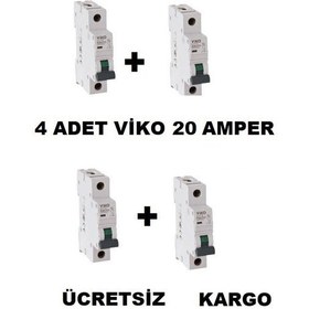 Resim Viko B 20 Amper Sigorta 4 Adet . W Otomat Şartel 20A 20 A B20 A 