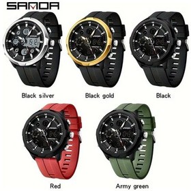 Resim Oldfriend Sanda Erkek Spor Elektronik Saati Çift Ekran 50m Kronometre Taksimetre Altın Kordon Diğer 