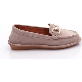 Resim Dgn E224 Kadin Loafer Ayakkabi Bej Süet 