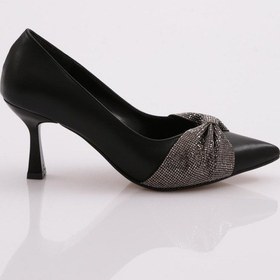 Resim Dgn 820 Kadin Taş İşli Kurdela Detayli Topuklu Ayakkabi 820-1510-R1534 Siyah 