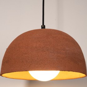 Resim Terracotta Color Handmade Ceramic Pendant Chandelier, Wabi Sabi Ceramic Lamp, - 12" / 30 Cm Diameter 