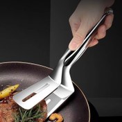 Resim 1 adet Paslanmaz Çelik Balık Kızartma Maşası Maşa Yiyecek Maşası Balık Maşası Yapışmaz Maşa Biftek Spatulası Mutfak Araçları Restoran Mutfak Ramadan Mubarek 