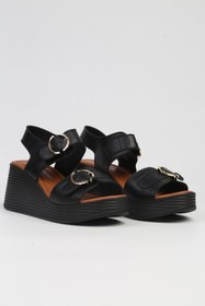 Resim Pierre Cardin ® | PC-7213- Siyah-Kadın Dolgu Topuk Ayakkabı 