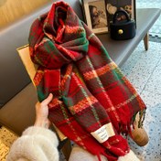 Resim 1 adet Kadın Ekose Kışlık Eşarp - Kırmızı & Yeşil Tartan Benzeri Ekose, Kanallı, Yumuşak Sıcak Nefes Alabilir Kumaş, Makinede Yıkanabilir - Kadınlar İçin Noel, Cadılar Bayramı, Yılbaşı Hediyesi - Zarif Soğuk Hava Aksesuarı, Noel Eşarpı, Festival Aksesuarı 