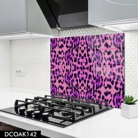 Resim Olinpa Cam Ocak Arkası Koruyucu | Lila Leopar Desenli 