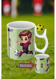 Resim Sarı Lacivert Futbol Toplu Bordo Mavi Forma Oyunculu Taraftar İsimli Baskılı Kupa Bardak Beyaz 