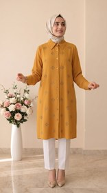 Resim Doque Taş Detaylı Tunik 61089 - Hardal / 48 