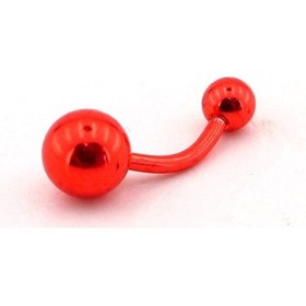 Resim Top Uçlu Kırmız Parlak Çelik Göbek Banana Piercing P438B Kırmızı 