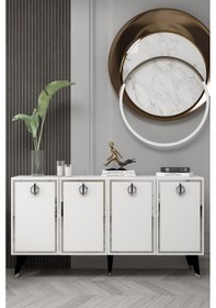 Resim 8214-32dd Kb150 Konsol, Tv Ünitesi Beyaz-siyah-gümüş Beyaz-siyah-gümüş 