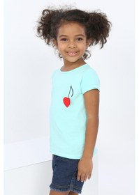 Resim Toontoy Kids Toontoy Kız Bebek Göğsü Nota Nakışlı Yazı Baskılı Tişört Mint Yeşili 
