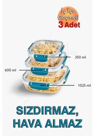 Resim Lock&fresh Master Kare Saklama Kabı 350,600,1025 Ml Üçlü Set Mavi 