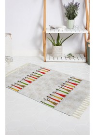 Resim Banyo Halısı Dijital Baskılı Banyo Paspası 50x80 Polyester Kaymaz Tabanlı Duş Paspası Africa Beyaz - Siyah 