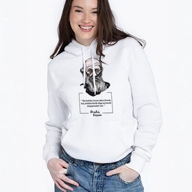 Resim Esprili Darwin Tasarımlı Kapşonlu Kadın Sweatshirt 