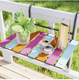 Resim Bino Katlanır Askılı Mutfak Balkon Veranda Masası Çok Renkli 