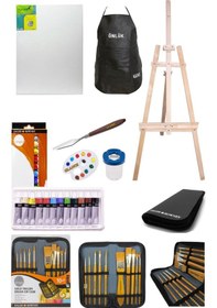 Resim Daler Rowney Simply Akrilik Boya 12 Renk X 12 Ml 10 Lu Çantalı Fırça Profesyonel Şövale Seti 