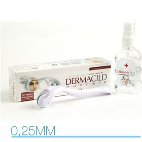 Resim Dermacild Titanyum 180 İğne Dermaroller Göz Çevresi 0.25 MM + Roller Temizlik Spreyi 