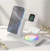Resim Gaojunshop01 Rgb Işık Kablosuz Şarj İstasyonu 4ü 1 Arada Katlanır Beyaz 