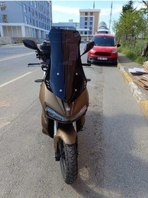 Resim Motocam Yuki Adventure 150 Siperlik Ön Cam 2023-2025 Model 75cm Siyah Renkli 4mm Uzun Cam 