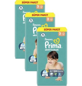 Resim Prima Aktif Bebek Süper Paket 3) Midi 6-10 kg 58x3 Adet Bebek Bezi 