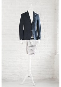 Resim Akçaylar Slimfit Torba Cep Çizgili Mono Yaka Astarsız Çift Yırtmaç Likralı Kışlık Erkek Tek Ceket Lacivert 