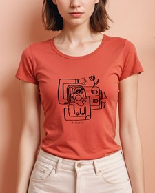 Resim Güller ve Kadehler Viskili Geniş Yaka Tişört 