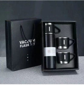 Resim şelalegift Paslanmaz Çelik Termos 3 Bardaklı Termos Seti Vakumlu Termos Set Çanta Hediyeli 